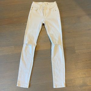 Garage white high waist ripped jean